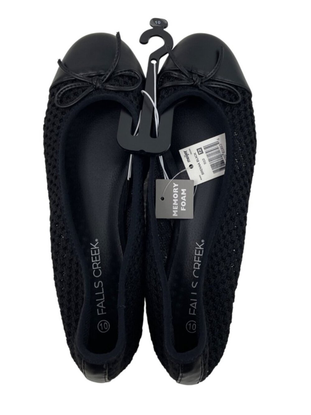 Falls Creek Brenna Womens Size 10M Black Flats w/Memory Foam